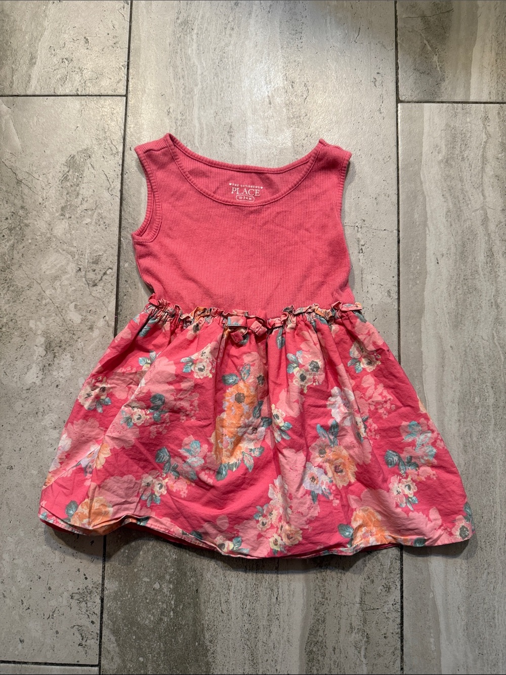 The Children's Place Coral Pink Floral Tank Dress